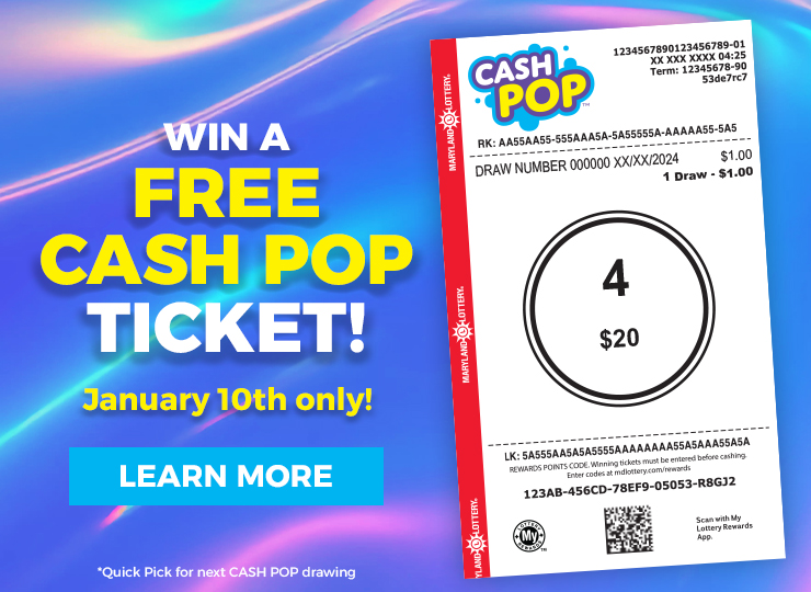 Win a free CASH POP ticket! January 10th only!