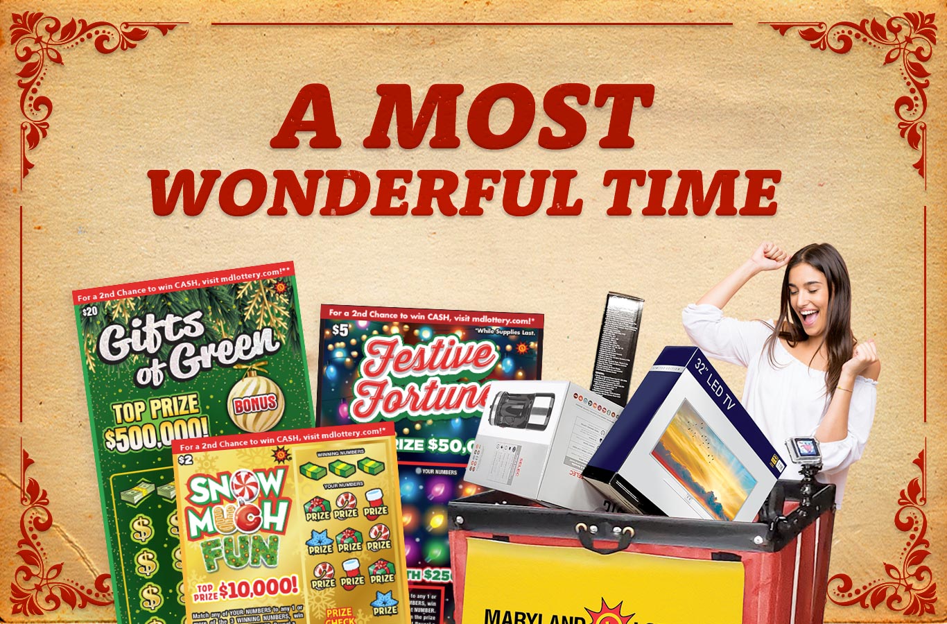 Holiday Scratch-Offs have arrived! You could win up to $100,000 instantly or up to $25,000 in second-chance drawings. Enter early for more chances to win!