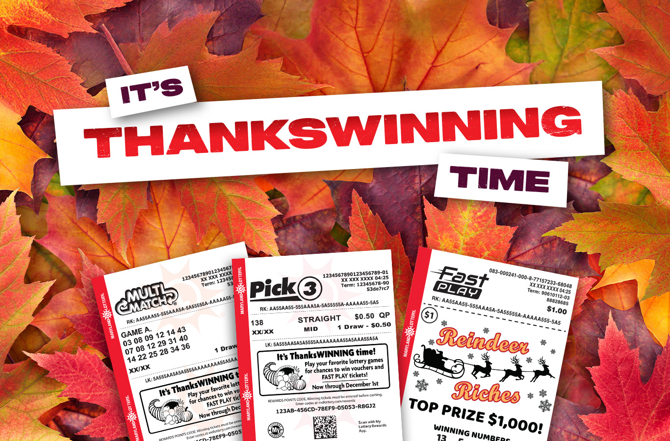 You could win instant cash or a FREE $1 Reindeer Riches FAST PLAY ticket!