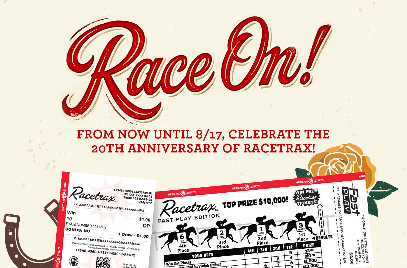 Enter with any Pick 3, Pick 4, Pick 5, and CASH POP tickets purchased Aug. 3 - Aug. 31 for a second chance to win up to $10,000.